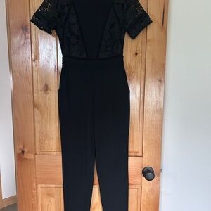 French Connection Black Lace Detail Jumpsuit